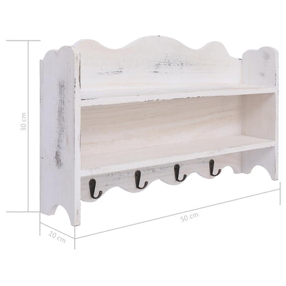 284235 vidaXL Wall Mounted Coat Rack White 50x10x30 cm Wood