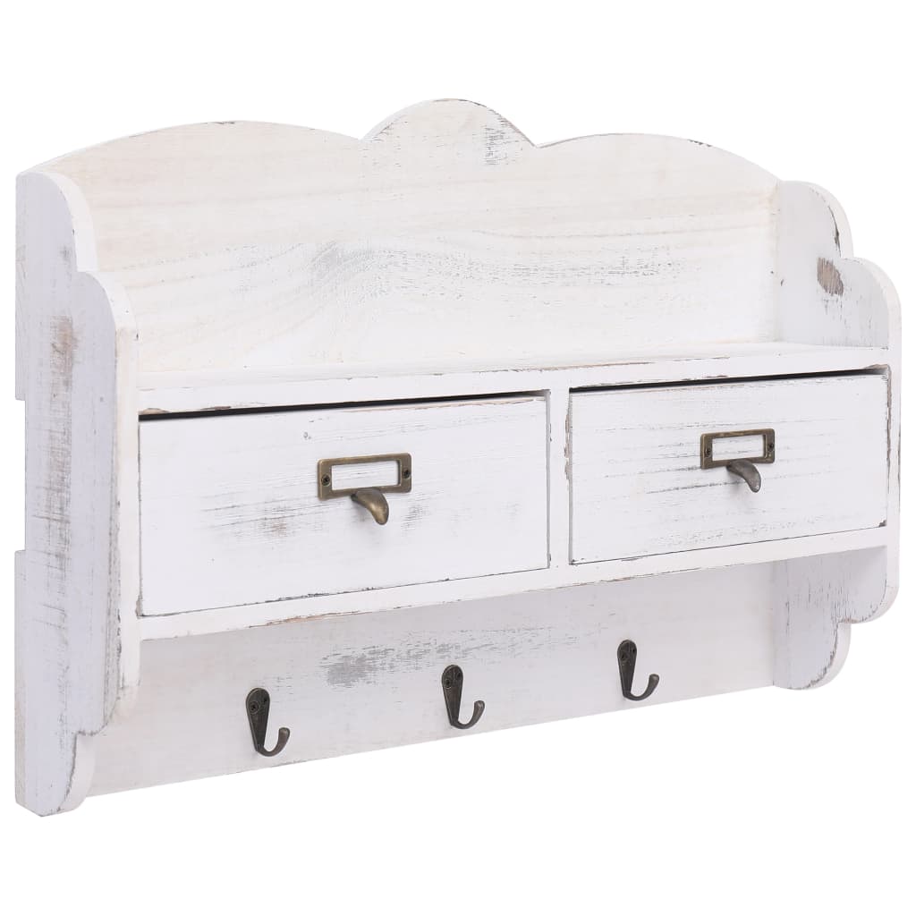 284239 vidaXL Wall Mounted Coat Rack White 50x10x34 cm Wood
