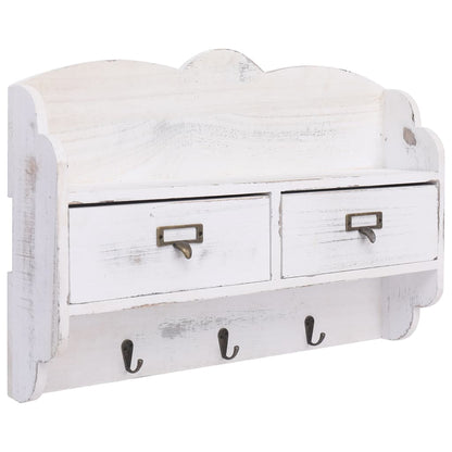 284239 vidaXL Wall Mounted Coat Rack White 50x10x34 cm Wood