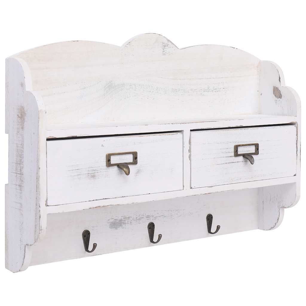 284239 vidaXL Wall Mounted Coat Rack White 50x10x34 cm Wood