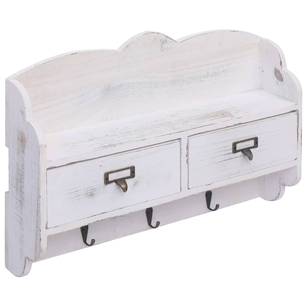 vidaXL Wall Mounted Coat Rack White 50x10x34 cm Wood