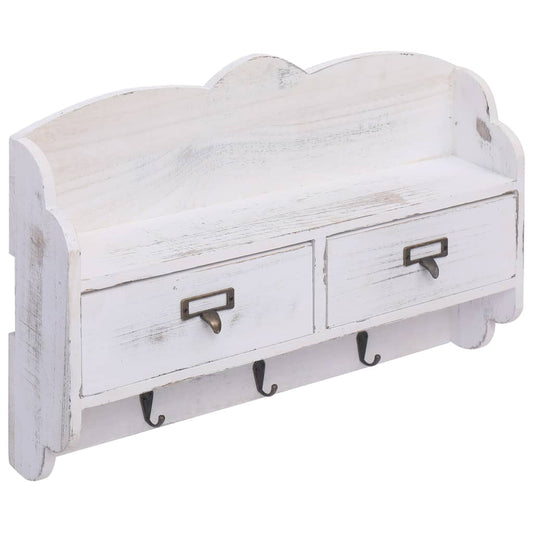 vidaXL Wall Mounted Coat Rack White 50x10x34 cm Wood
