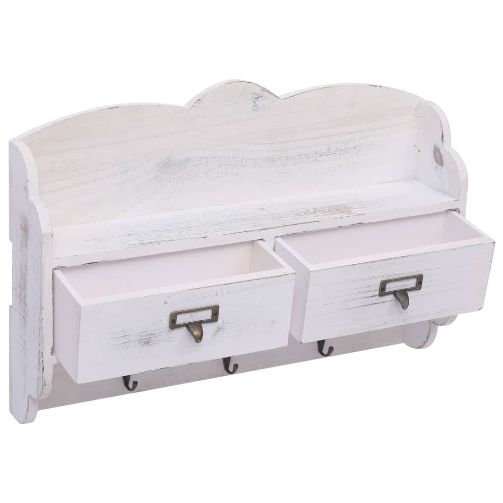 284239 vidaXL Wall Mounted Coat Rack White 50x10x34 cm Wood