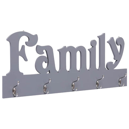 284246 vidaXL Wall Mounted Coat Rack FAMILY Grey 74x29,5 cm