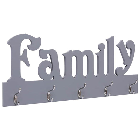 284246 vidaXL Wall Mounted Coat Rack FAMILY Grey 74x29,5 cm