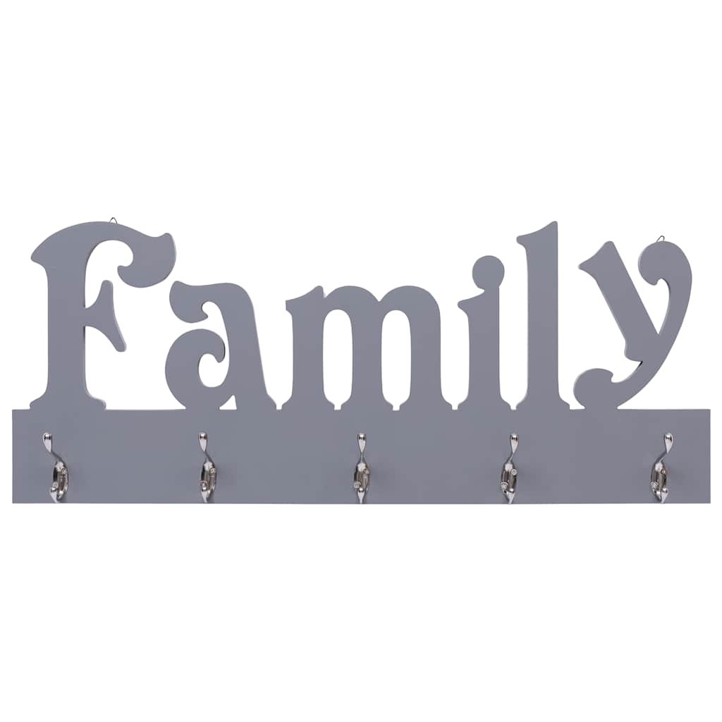 284246 vidaXL Wall Mounted Coat Rack FAMILY Grey 74x29,5 cm