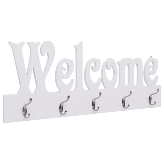 284247 vidaXL Wall Mounted Coat Rack WELCOME White 74x29,5 cm