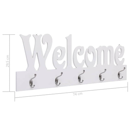 284247 vidaXL Wall Mounted Coat Rack WELCOME White 74x29,5 cm