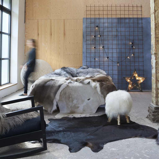 284341 vidaXL Real Cow Hide Rug Black 150x170 cm