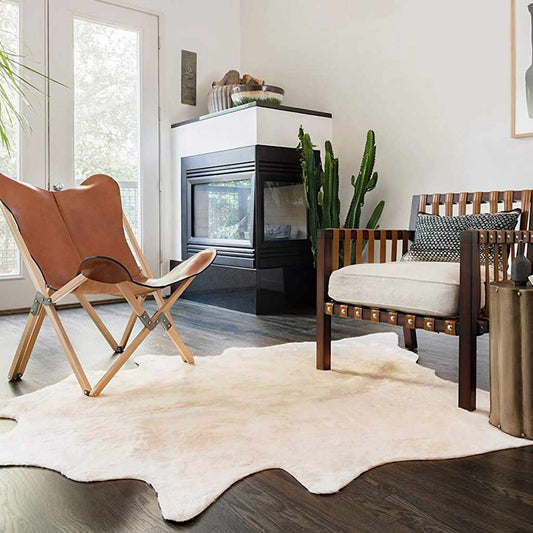 284345 vidaXL Real Cow Hide Rug 150x170 cm Beige