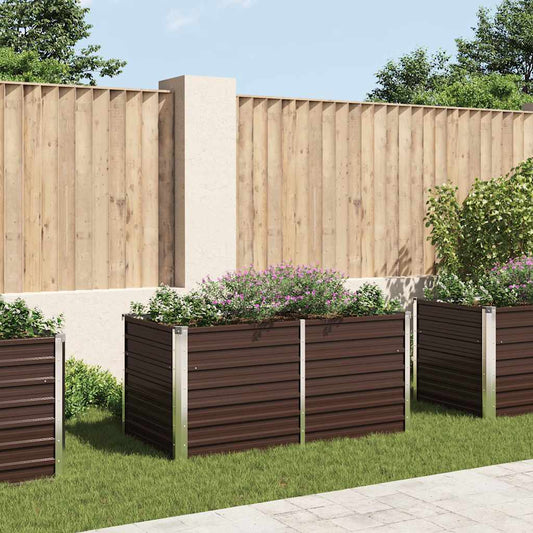 vidaXL Raised Garden Bed Brown 160x80x77 cm Galvanised Steel