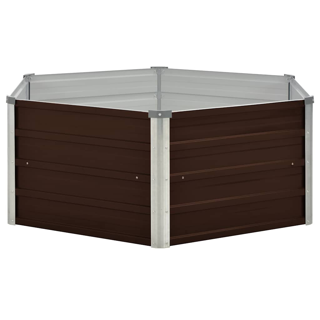 vidaXL Raised Garden Bed Brown 129x129x45 cm Galvanised Steel