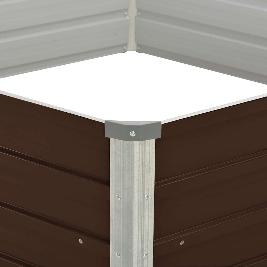 vidaXL Raised Garden Bed Brown 129x129x45 cm Galvanised Steel