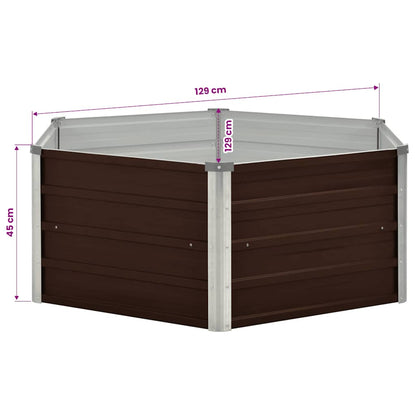 vidaXL Raised Garden Bed Brown 129x129x45 cm Galvanised Steel