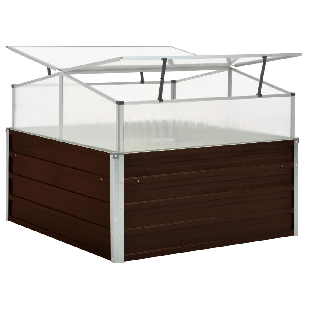 vidaXL Greenhouse | Brown | Galvanised Steel, PC board | Large | Durable