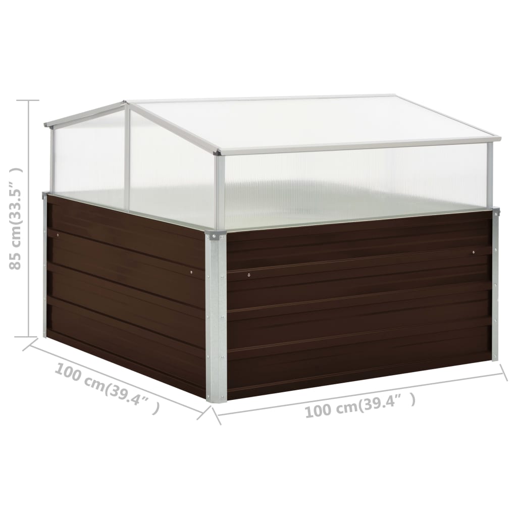 vidaXL Greenhouse | Brown | Galvanised Steel, PC board | Large | Durable