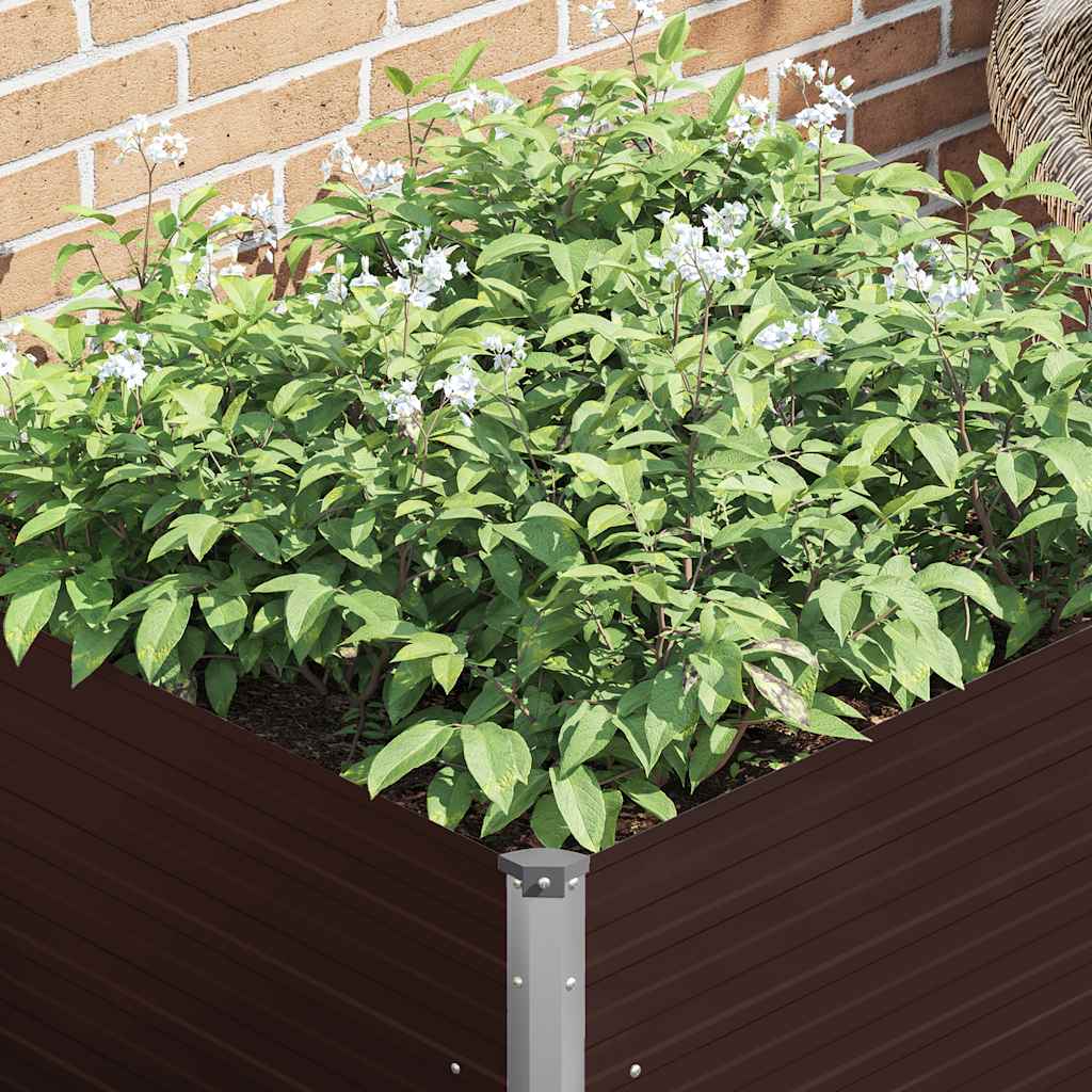 vidaXL Raised Garden Bed Brown 100x100x77 cm Galvanised Steel