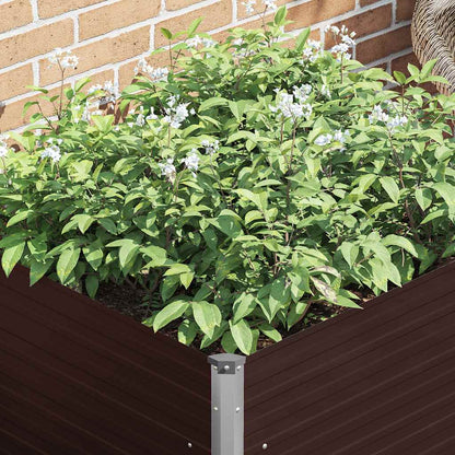 vidaXL Raised Garden Bed Brown 100x100x77 cm Galvanised Steel