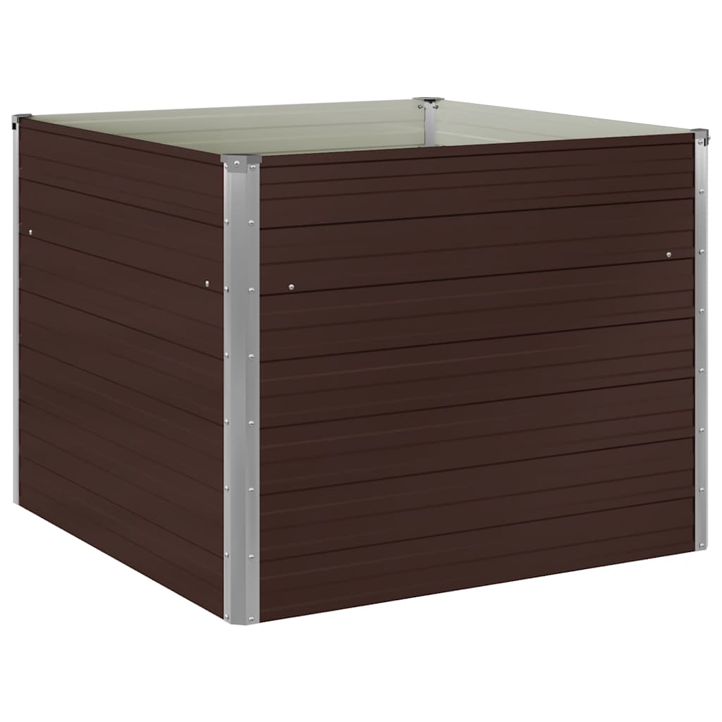 vidaXL Raised Garden Bed Brown 100x100x77 cm Galvanised Steel