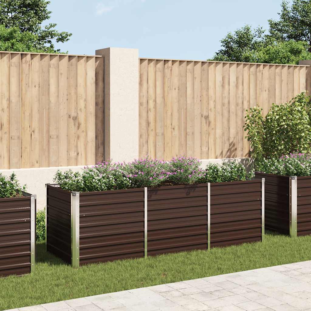 vidaXL Garden Raised Bed Brown 240x80x77 cm Galvanised Steel