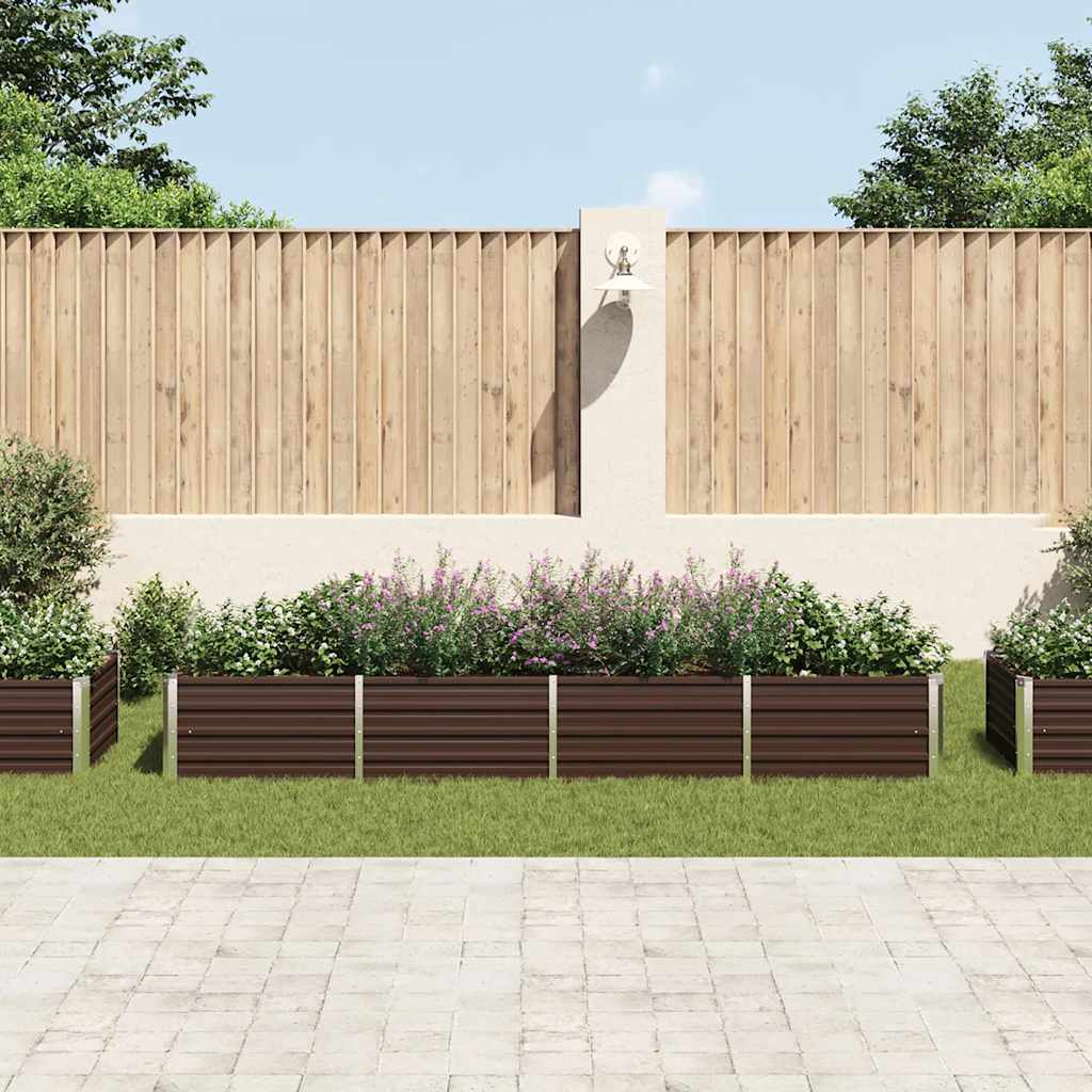vidaXL Garden Raised Bed Brown 320x80x45 cm Galvanised Steel