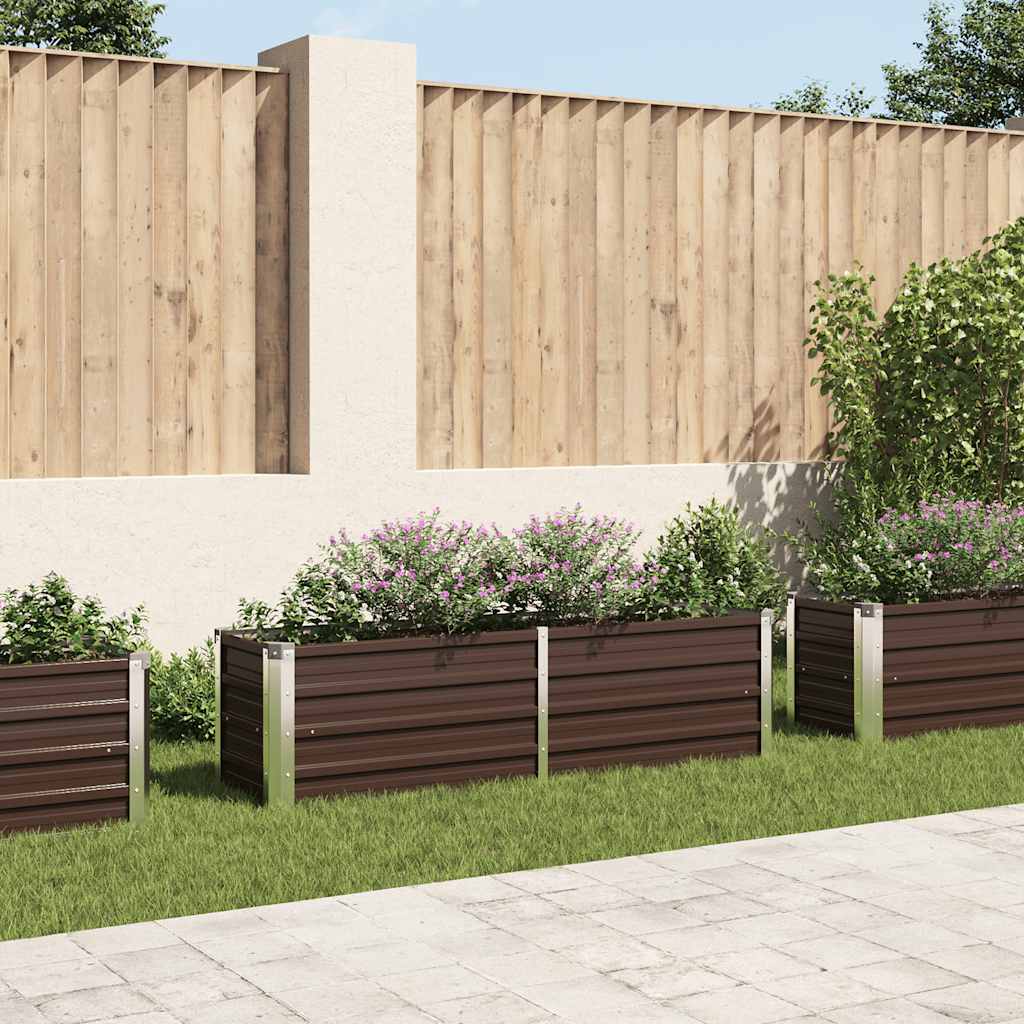 vidaXL Garden Raised Bed Brown 160x40x45 cm Galvanised Steel