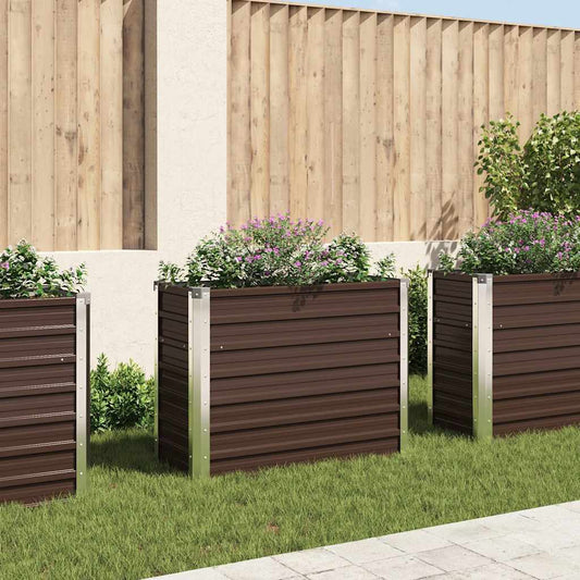 vidaXL Garden Raised Bed Brown 100x40x77 cm Galvanised Steel