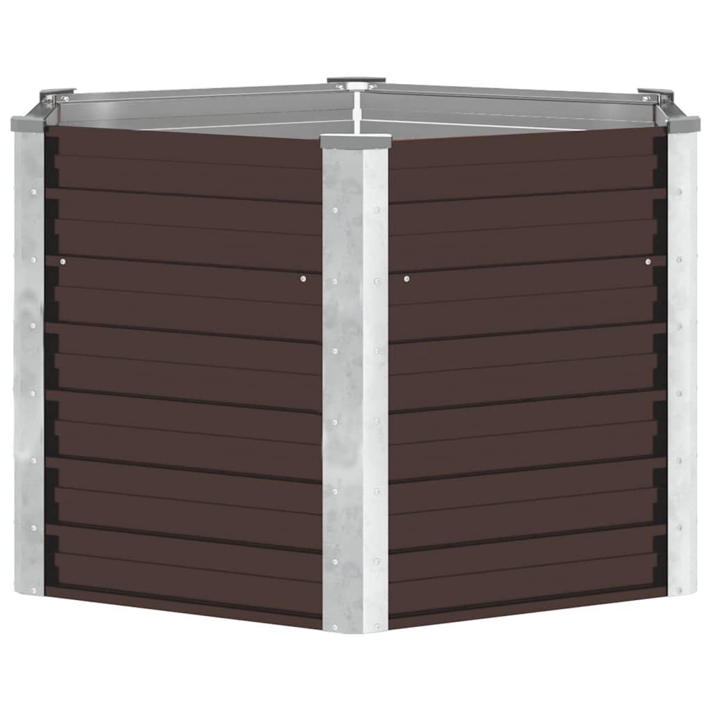 vidaXL Garden Raised Bed Brown 129x129x77 cm Galvanised Steel