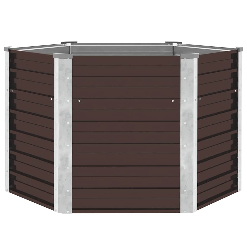 vidaXL Garden Raised Bed Brown 129x129x77 cm Galvanised Steel