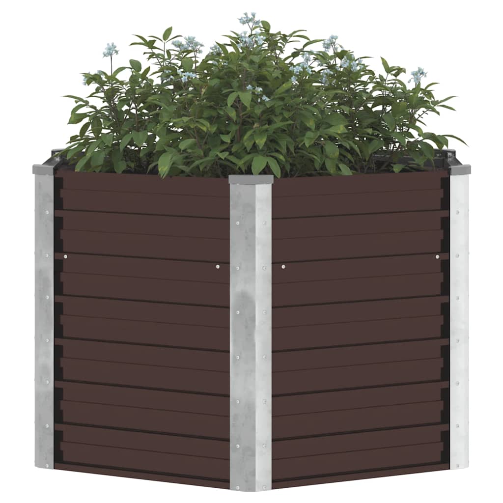 45721 vidaXL Garden Raised Bed Brown 129x129x77 cm Galvanised Steel