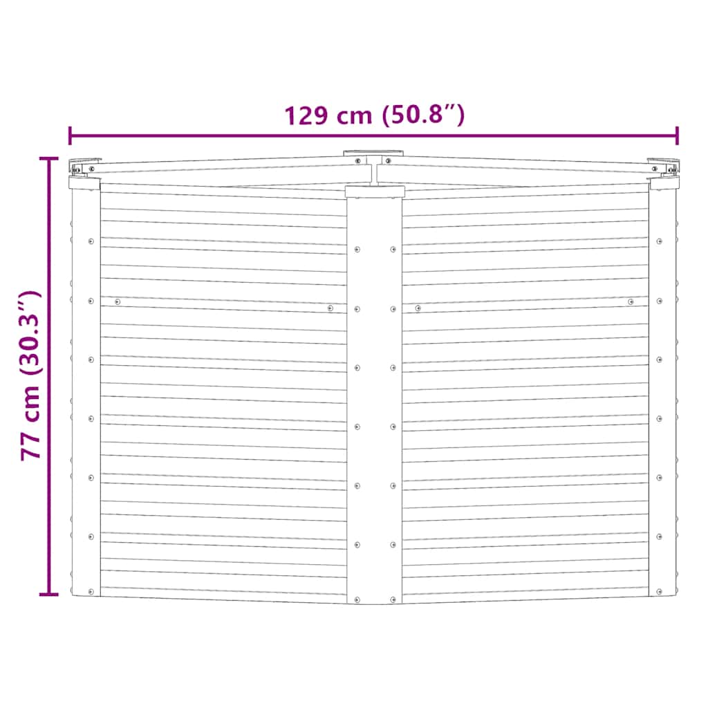 45721 vidaXL Garden Raised Bed Brown 129x129x77 cm Galvanised Steel