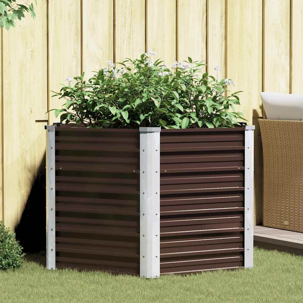 45721 vidaXL Garden Raised Bed Brown 129x129x77 cm Galvanised Steel