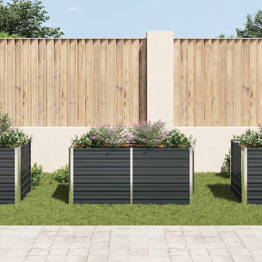 vidaXL Raised Garden Bed Anthracite 160x80x77 cm Galvanised Steel
