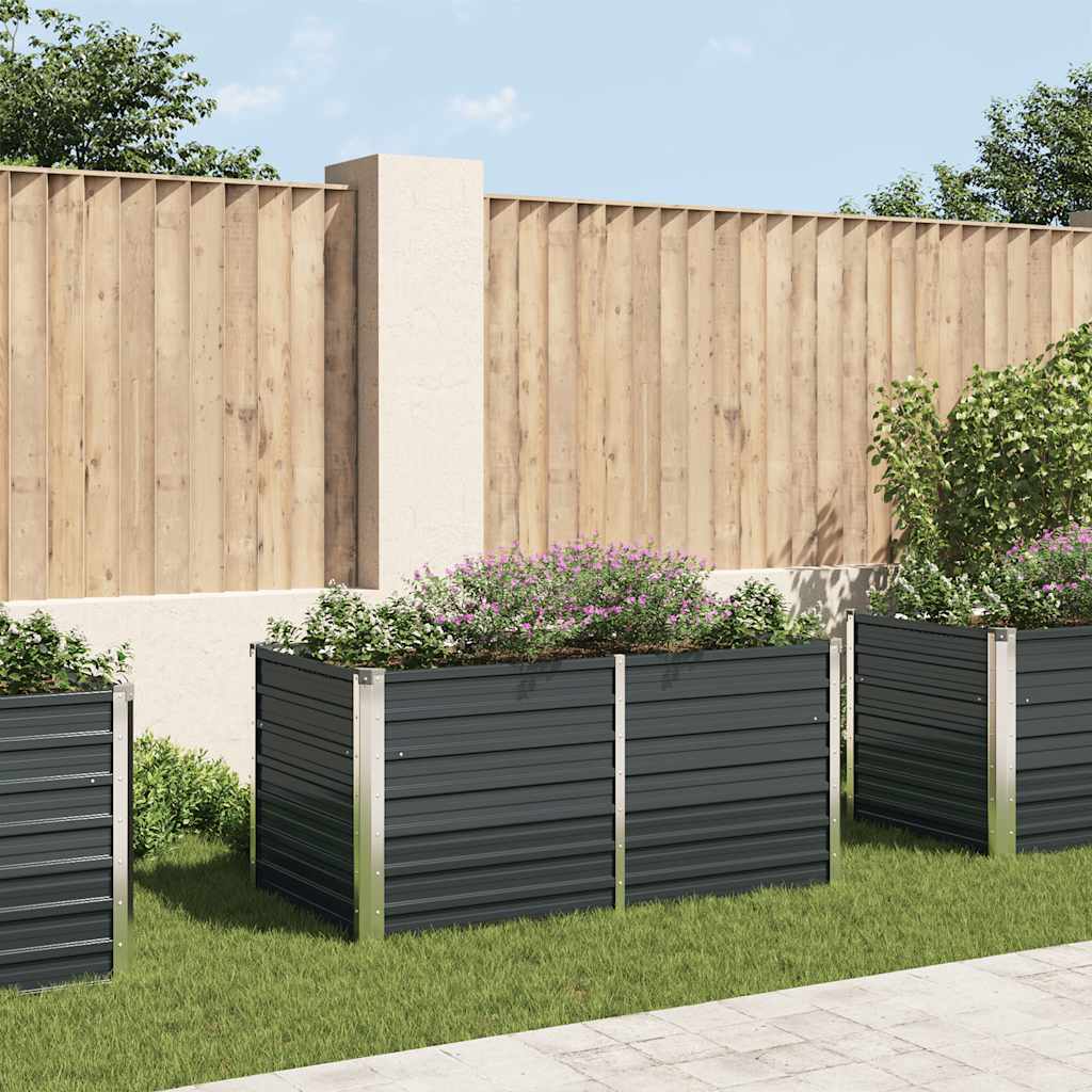 vidaXL Raised Garden Bed Anthracite 160x80x77 cm Galvanised Steel