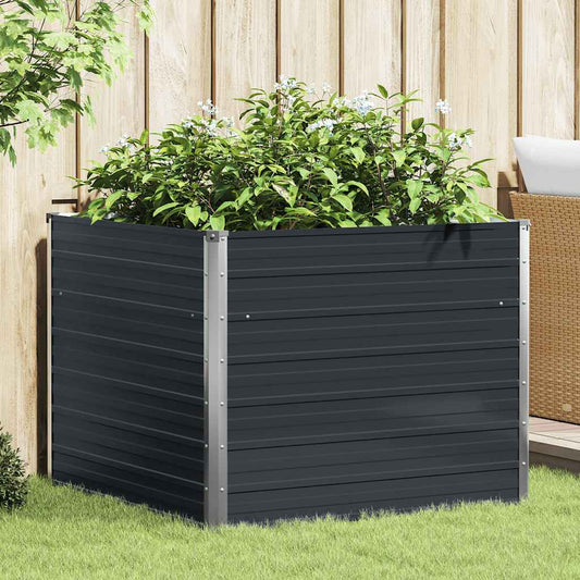 vidaXL Raised Garden Bed Anthracite 100x100x77 cm Galvanised Steel