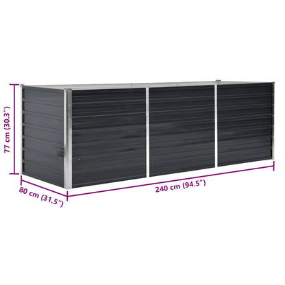 vidaXL Garden Raised Bed Anthracite 240x80x77 cm Galvanised Steel