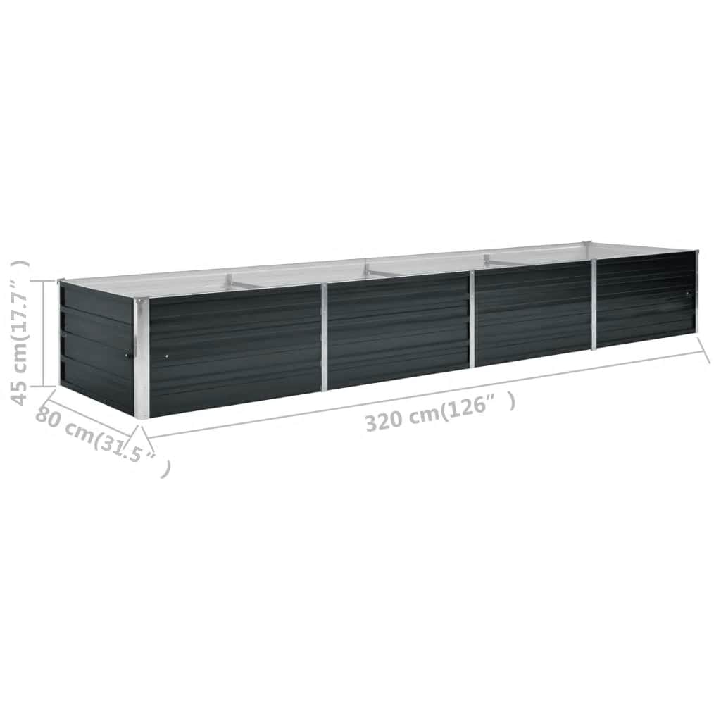 vidaXL Garden Raised Bed Anthracite 320x80x45 cm Galvanised Steel