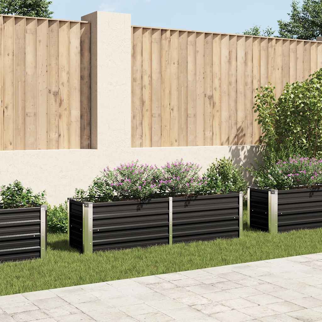 vidaXL Garden Raised Bed Anthracite 160x40x45 cm Galvanised Steel