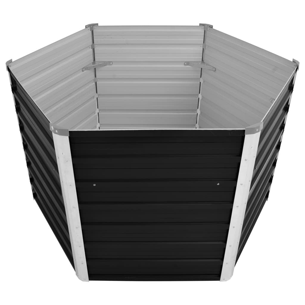 vidaXL Garden Raised Bed Anthracite 129x129x77 cm Galvanised Steel