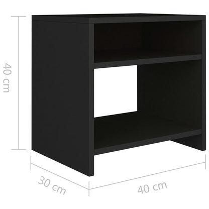 vidaXL Bedside Cabinet | Set of 2 | Black | Engineered wood | Small
