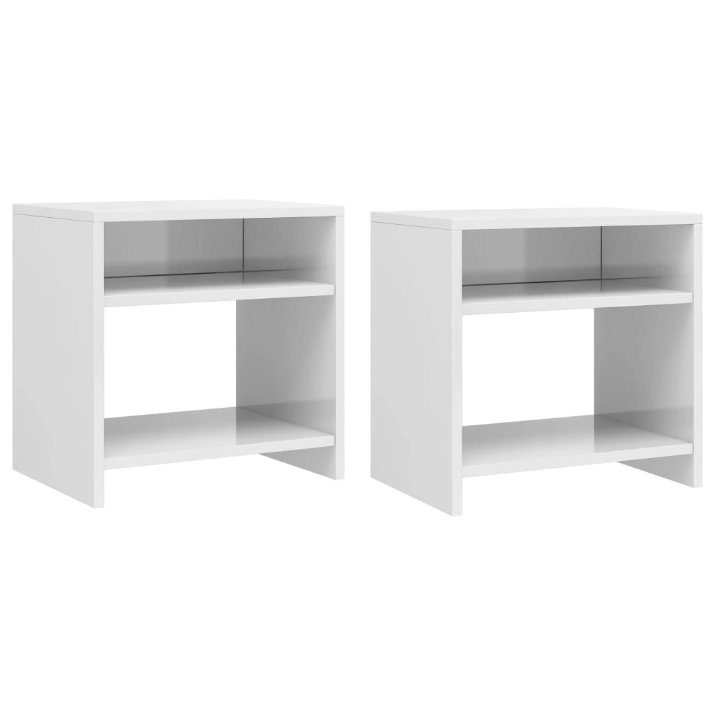 vidaXL Bedside Cabinet | Set of 2 | High gloss white | Engineered wood
