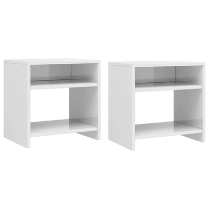 vidaXL Bedside Cabinet | Set of 2 | High gloss white | Engineered wood
