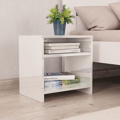 vidaXL Bedside Cabinet | Set of 2 | High gloss white | Engineered wood