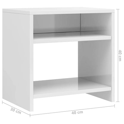 vidaXL Bedside Cabinet | Set of 2 | High gloss white | Engineered wood