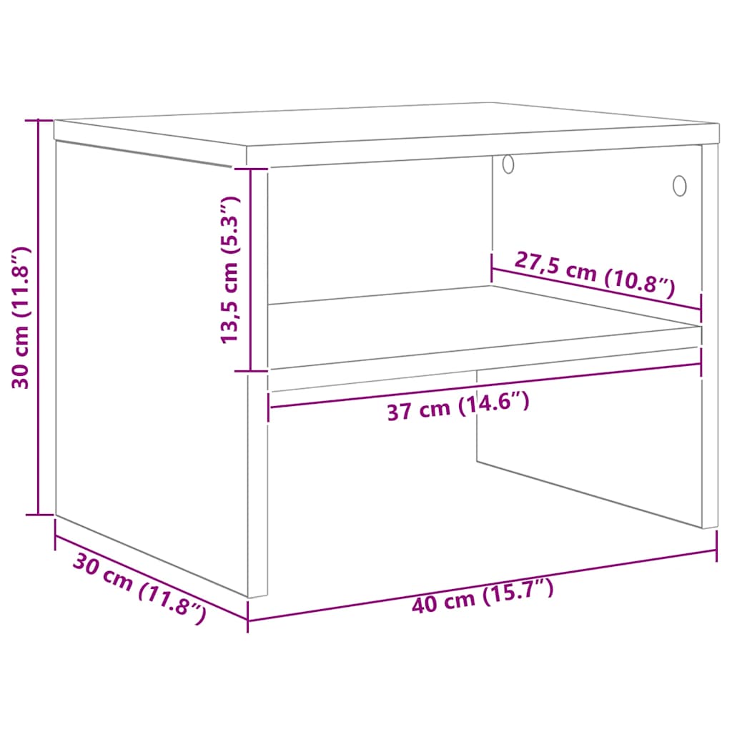 vidaXL Bedside Cabinet |  Set of 2 | White | Engineered wood | Standard