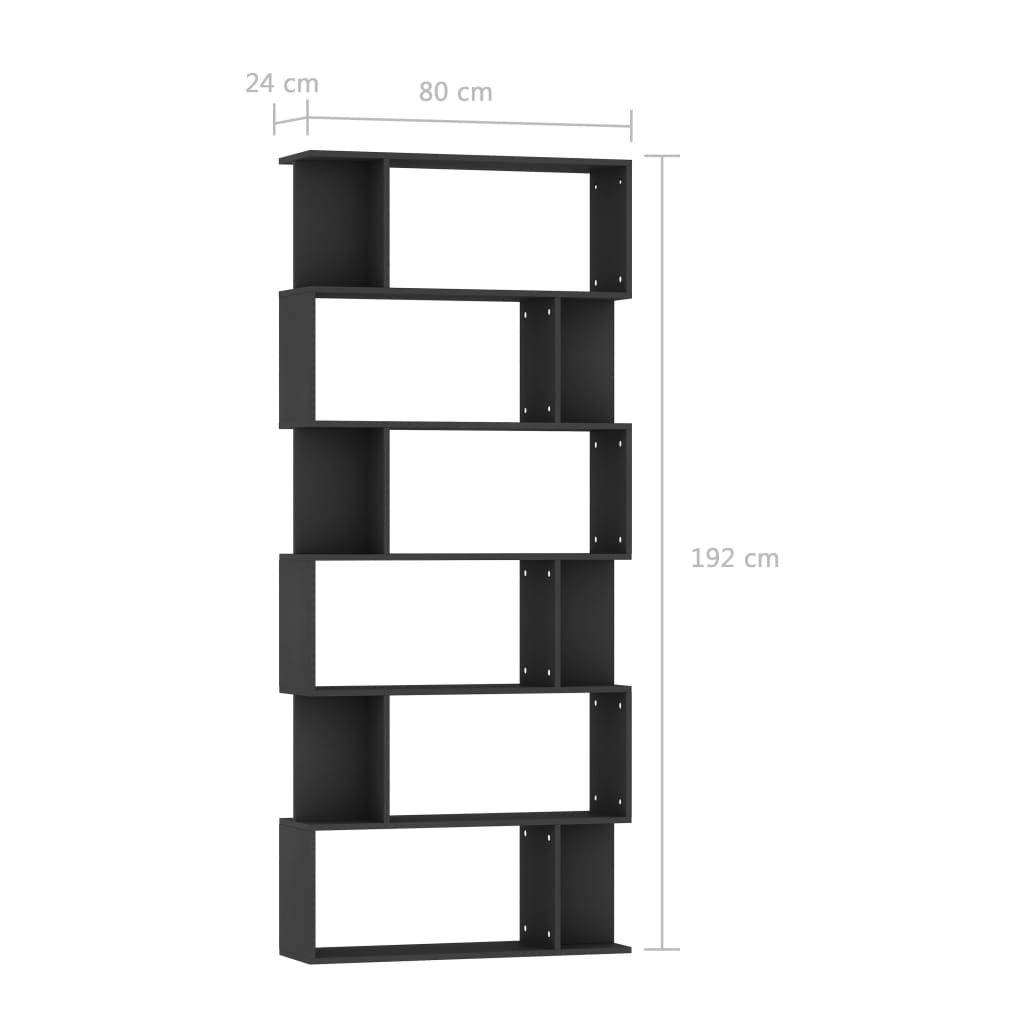 vidaXL Book Cabinet | Black | Engineered wood | 80 x 24 x 192 cm | Book Cabinet