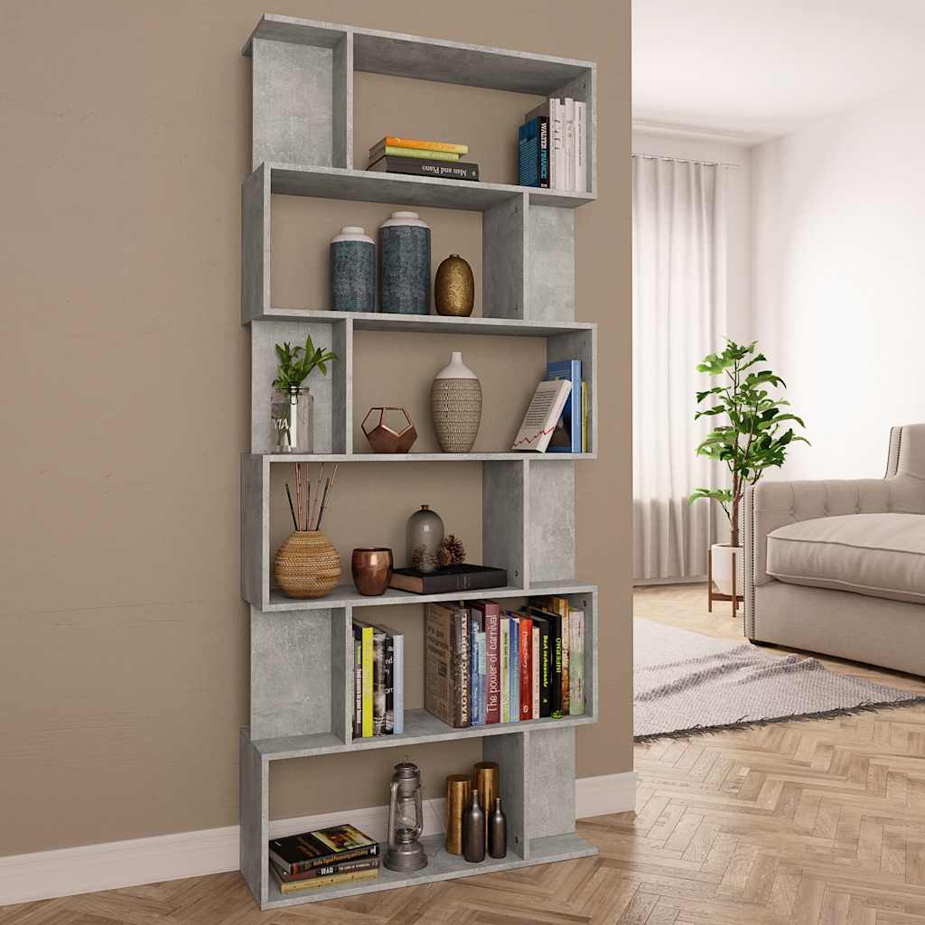 vidaXL Book Cabinet/Room Divider Concrete Grey 80x24x192 cm