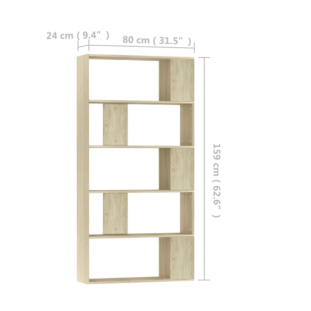 vidaXL Book Cabinet/Room Divider Sonoma Oak 80x24x159 cm Engineered Wood