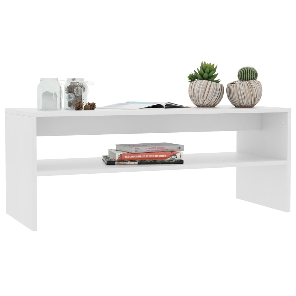 800126 vidaXL Coffee Table White 100x40x40 cm Engineered Wood