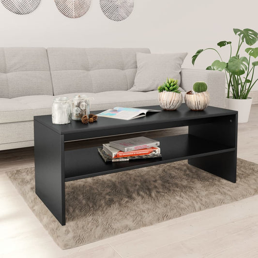 800127 vidaXL Coffee Table Black 100x40x40 cm Engineered Wood